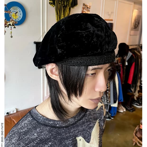 1990s MOSCHINO Barid Trim Velour Beret