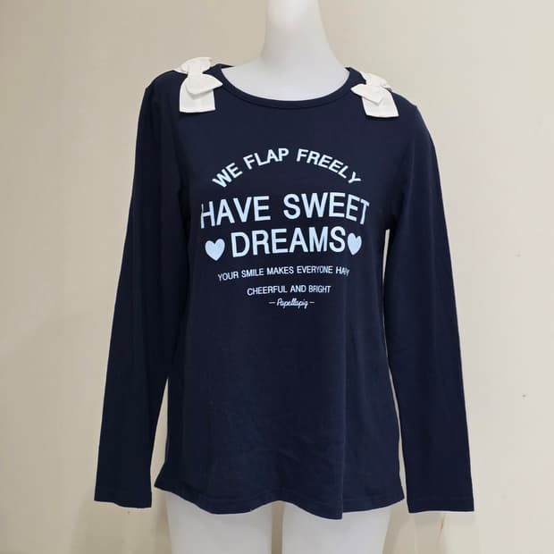 일본빈티지)로맨틱 하트리본 오네갸루 y2k 레이스 하늘 롱슬리브긴팔티셔츠