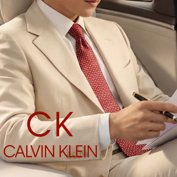 캘빈클라인 실크 레드 패턴 넥타이 10cm A+~A등급 E917