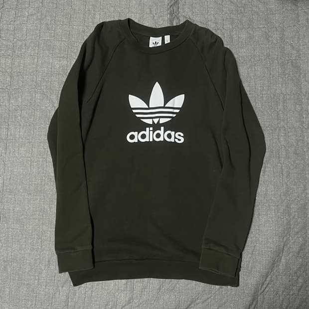아디다스 트레포일 카키 맨투맨 XL 스웨터 카키 티셔츠