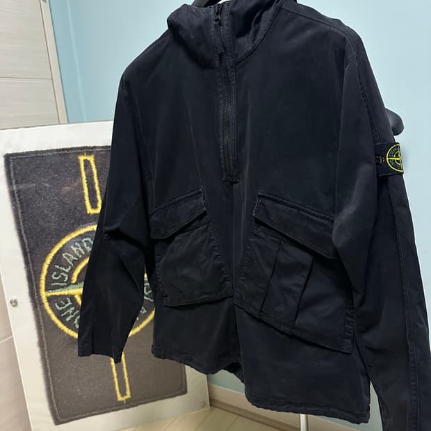 스톤아일랜드 와펜아노락오버셔츠 후드자켓 블랙 M 새상품급