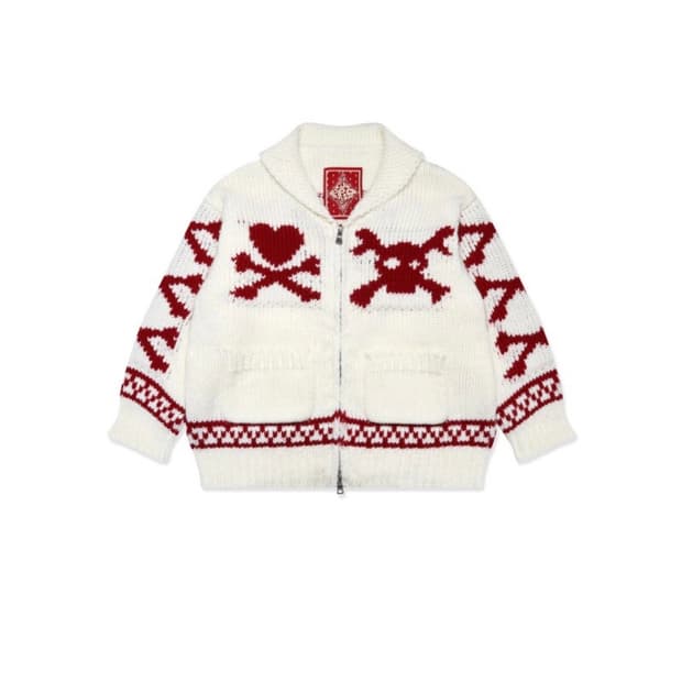 LOVE AND SKULL CARDIGAN, IVORY