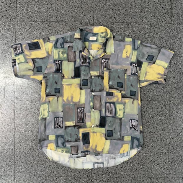 vintage geometric camp collar shirt