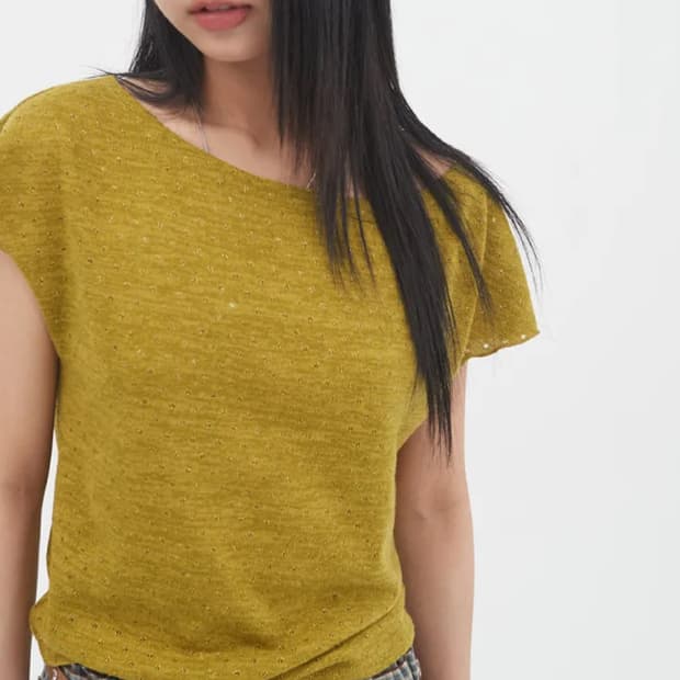 무음 MUWM 블랭크 도트 니트 탑 (올리브)