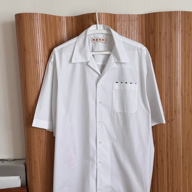 마르니 Hidden Logo Bowling Shirt White 52