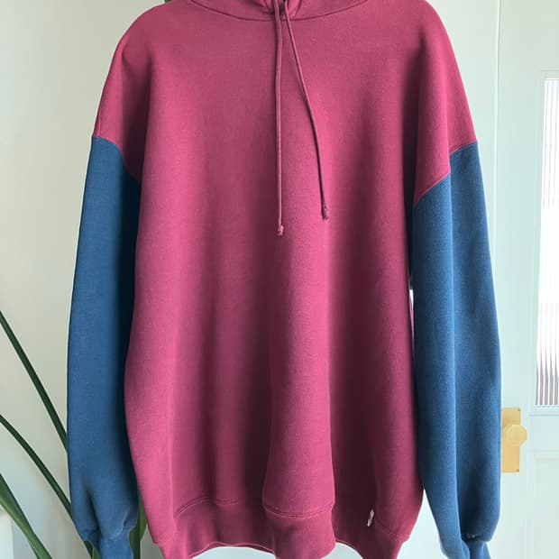 90s 러셀 후드티 버건디/네이비 made in USA 
