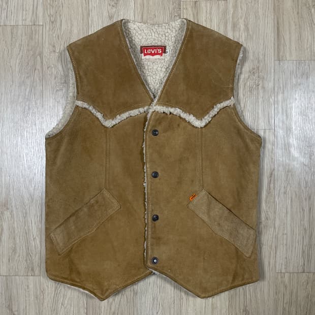 95) LVC원판 70s 리바이스 가죽 웨스턴 양털베스트(멕시코제)RRL