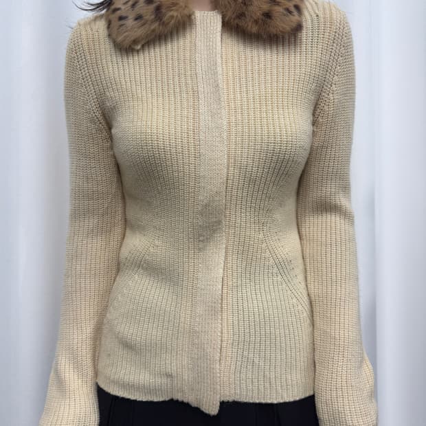 indivi rabbit fur knit zipup 