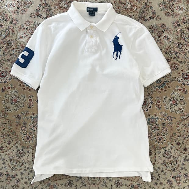 폴로 랄프로렌 화이트/블루 빅포니 카라티 