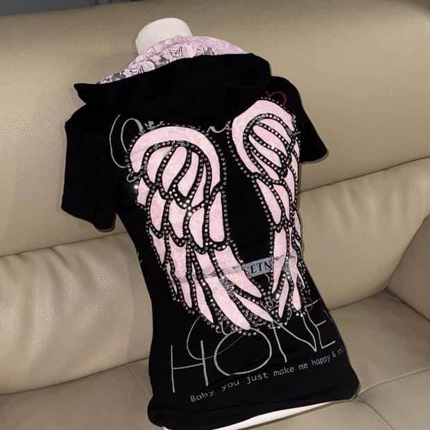see-through wings hood t-shirt