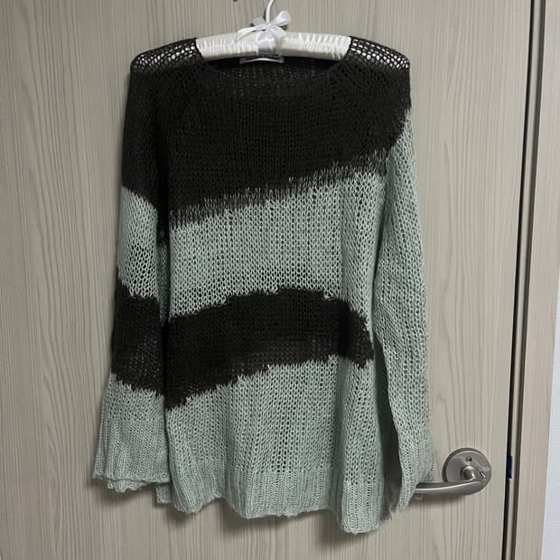 더오픈프로덕트 그물 니트 민트초코 그런지 갸루