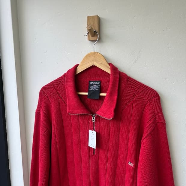 16033 - 폴로 랄프로렌 레드 성조기 반집업 니트