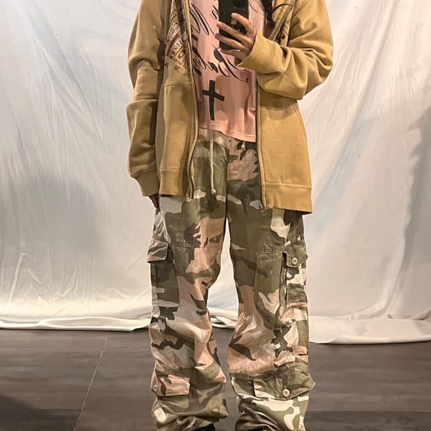 Pink camo string pants