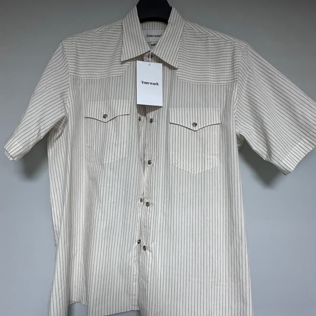 토니웩 Raw-Cut Stripe Check Shirt Ivory L