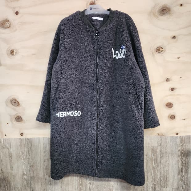 1029) VISIT 양털 뽀글이 롱 집업 코트