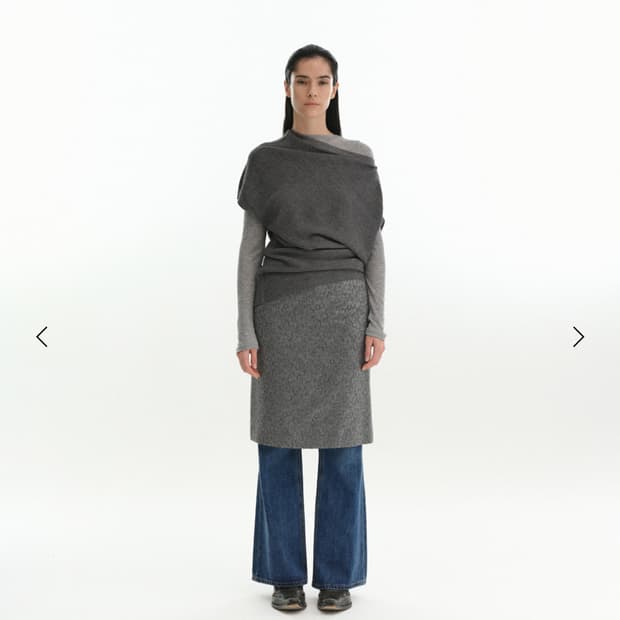 리포스 언발 오프숄더 니트 그레이 (새)