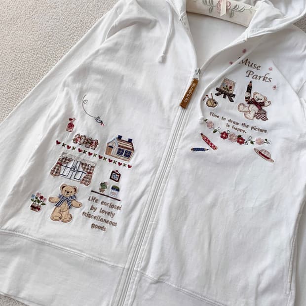 곰돌이 패치자수 대장 후드집업