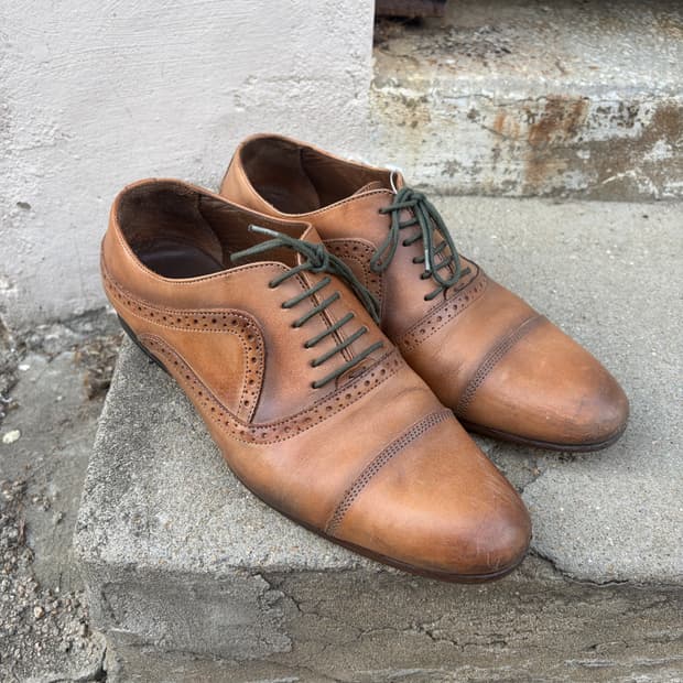 Zara Man 브라운 카프 레더 캡토 옥스포드 270