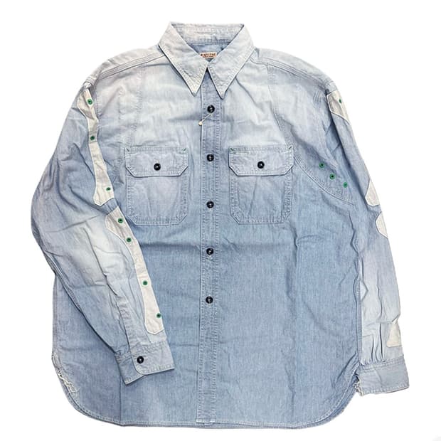 미개봉 새상품 [4] 캐피탈 샴브레이 투톤 본 패치 워크 셔츠 삭스 