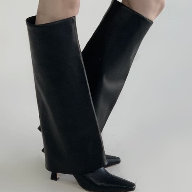 폴드 부츠 힐 8cm