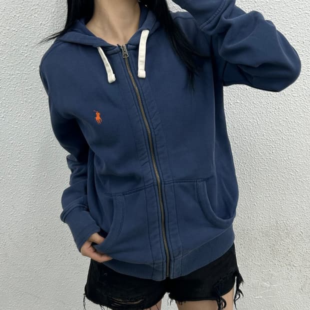 폴로 랄프로렌 오렌지포니 블루 후드집업 S