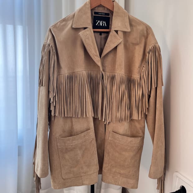 ZARA 자라 스웨이드 프린지 자켓