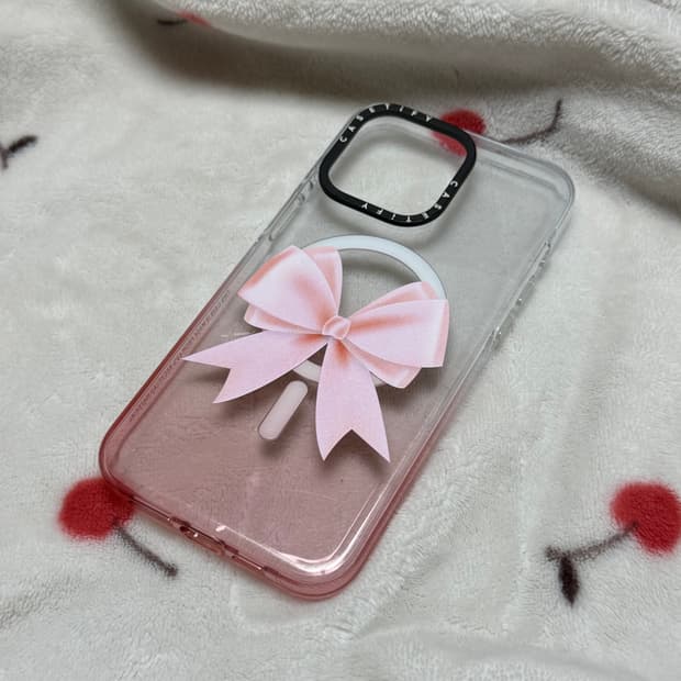 (15프로맥스) 케이스티파이 핑크 리본 폰케이스