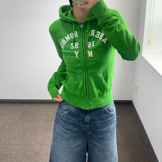 Abercrombie 아베크롬비 스펠아웃로고 그린 후드집업