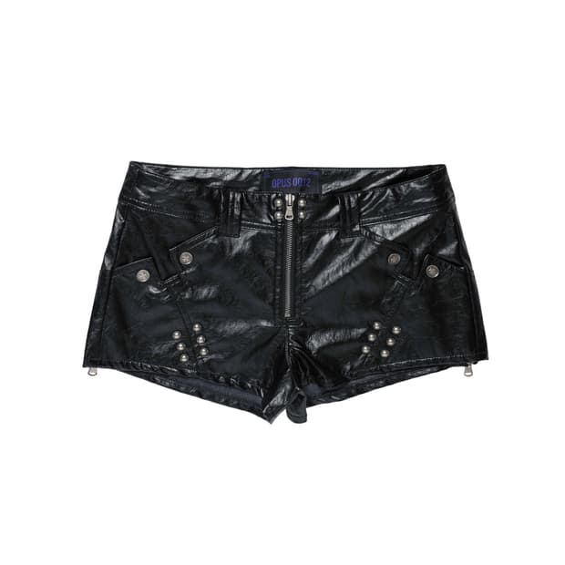 VILLAIN LEATHER MICRO PANTS BLACK