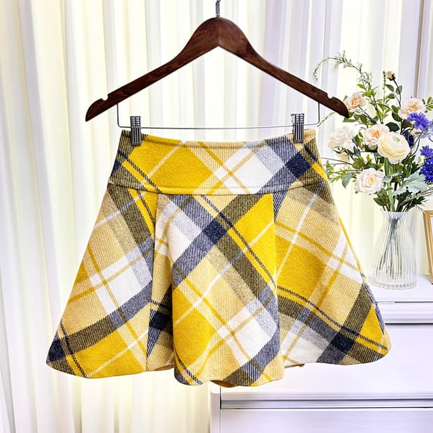 버버리 블루라벨 울 체크 스커트