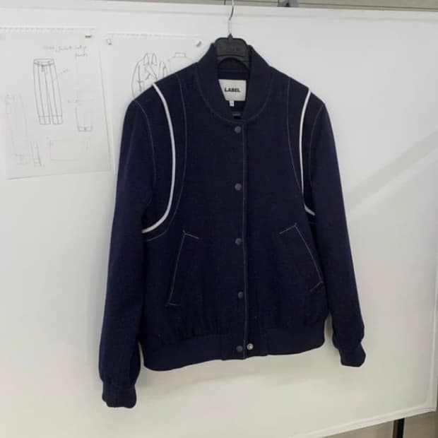 2사이즈) 라벨아카이브 베이스볼 점퍼 네이비 바시티 자켓 블루종 2