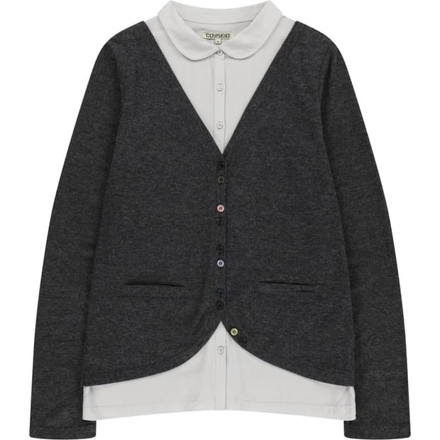 교환) LAYERED SHIRT CARDIGAN DARK GREY