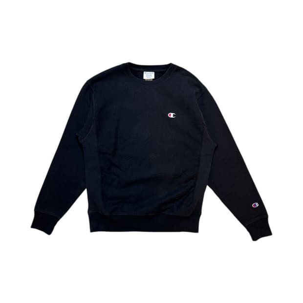 (M) 챔피온 리버스위브 로고자수 블랙 맨투맨 스웻셔츠 TM-001