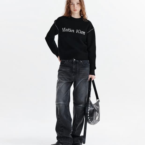 SIDE WASHED DENIM PANTS IN BLACK