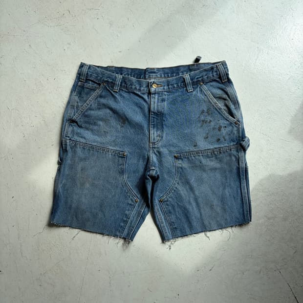00s 칼하트 빈티지 더블니 데님 반바지 38