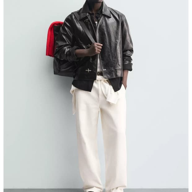 자라 페이크레더 토글자켓 M