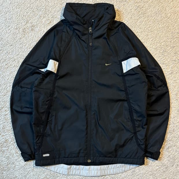 00's 나이키 올드스쿨 빅스우시 배색 바람막이 자켓 블랙
