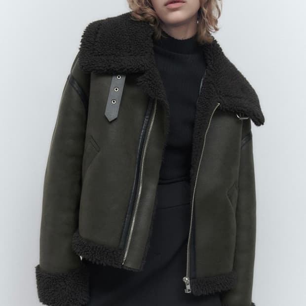 Zara 카키 무스탕 / 자라 더블 페이스드 무스탕