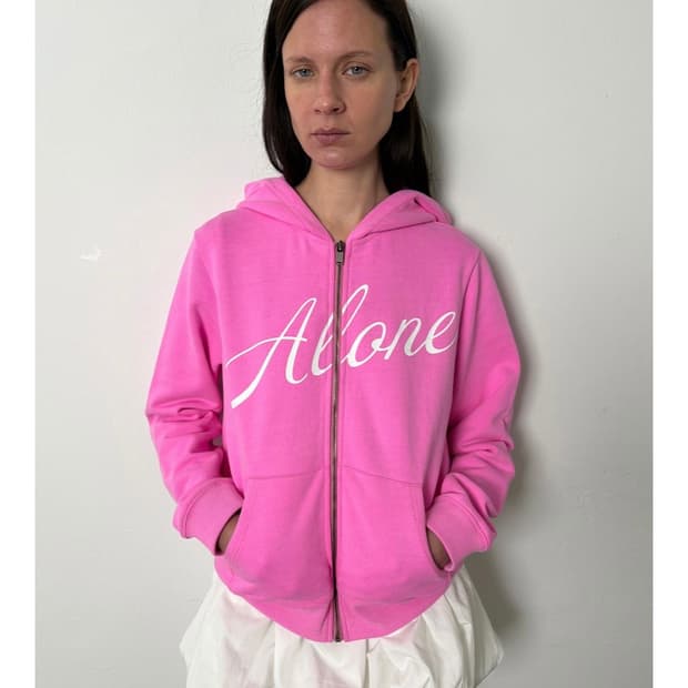 ZIP-UP HOODIE, HOT PINK