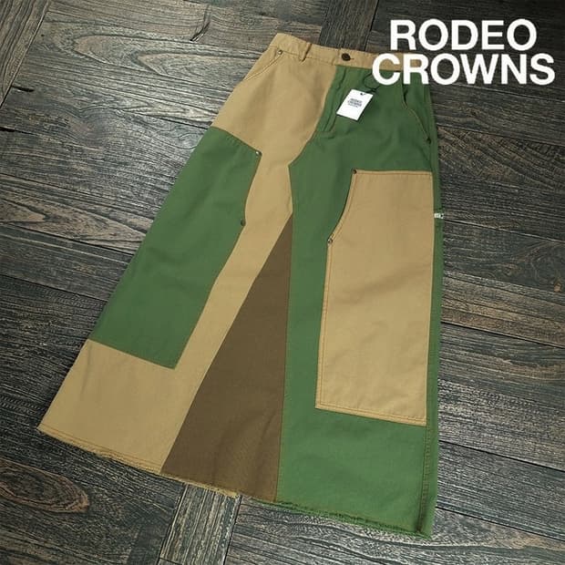 [로데오크라운](새상품) 컬러 배색 카펜터 롱스커트 M19983