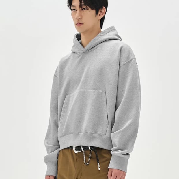 (XL) 소버먼트 780G 솔리드 크롭 후드-8%멜란지 그레이-