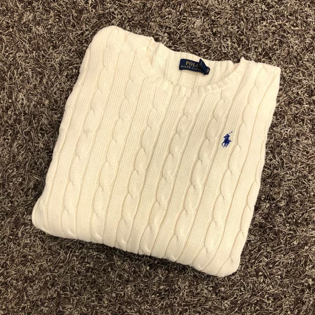 폴로 랄프로렌 여성 아이보리 케이블 니트