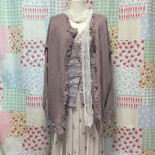 퍼플 모리세트 #모리걸 #하구미 #무지개떡 #가디건 #보라 #퍼플