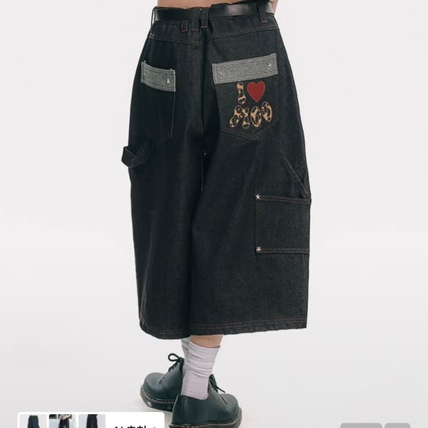 엠오오 백로고 카펜터 인디고 데님 버뮤다팬츠 L사이즈