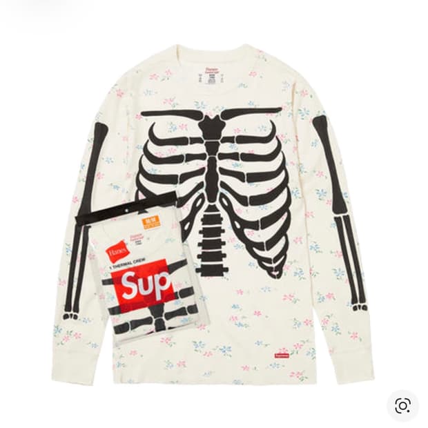 슈프림 헤인즈 본즈 써멀 크루 플로럴 25FW