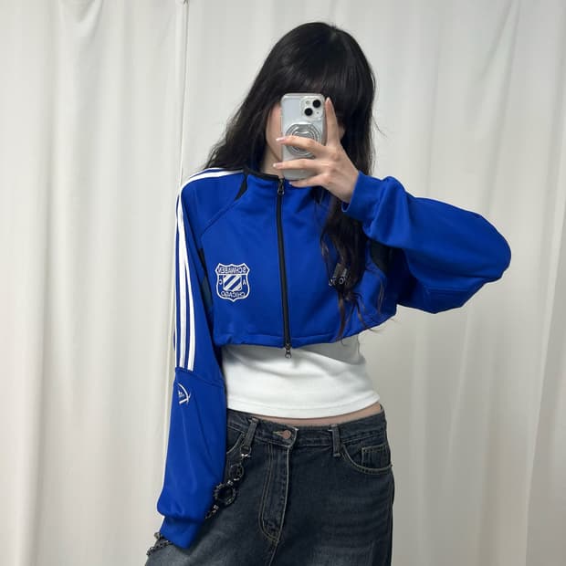Adidas blue cropped custom jersey