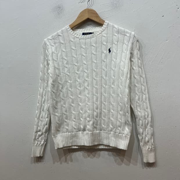 폴로랄프로렌 여성 코튼 케이블 니트 화이트 S