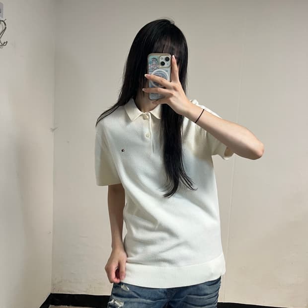 Tommy Hilfiger Cream Knit Polo Shirt
