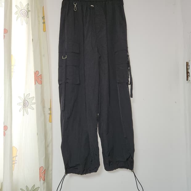 블랙 스트링 카고 조거팬츠 XL