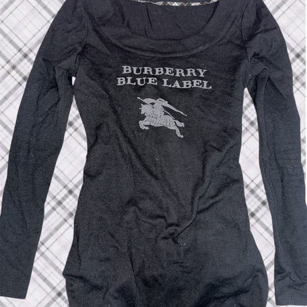 버버리 빈티지 블루라벨 블랙 니트 프레피 갸루